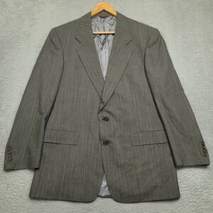 Hart Schaffner & Marx Mens 41L (45) Blazer Vintage Wool Gray Brown Pencil Stripe